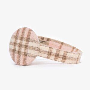 Check Cashmere Ear Muffs in Pink/Beige